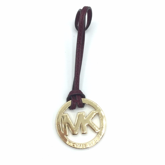 Michael Kors Accessories - MICHAEL KORS Maroon/Gold Leather Bag Tag